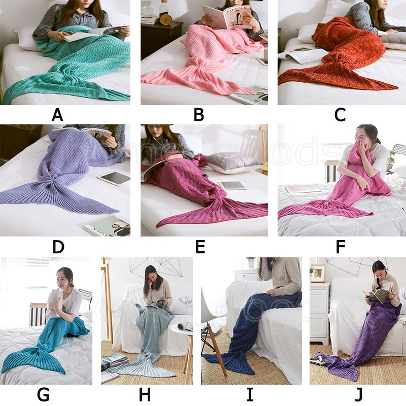 Cobertor de crochê da cauda da grande sereia manta de crochê para adulto  macio todas as estações cobertores para dormir