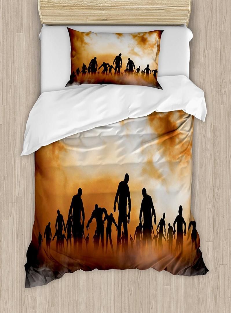 Duvet Cover Set Zombies Dead Men Walking Body In The Doom Mist At