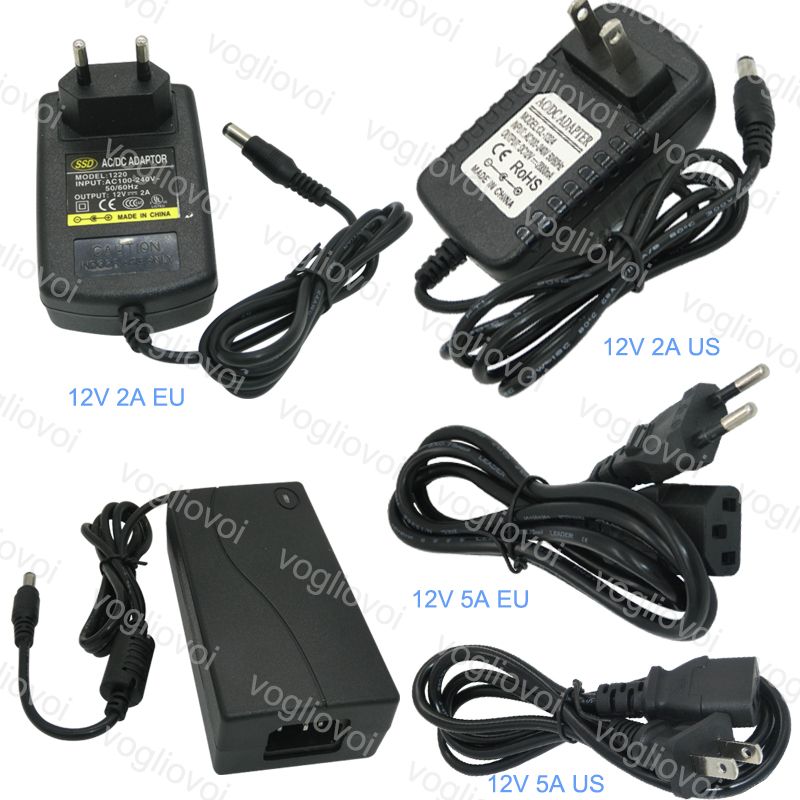 AC 110-240V Converter Adapter DC 12V 2A Power Supply Plug For LED Strip Light E