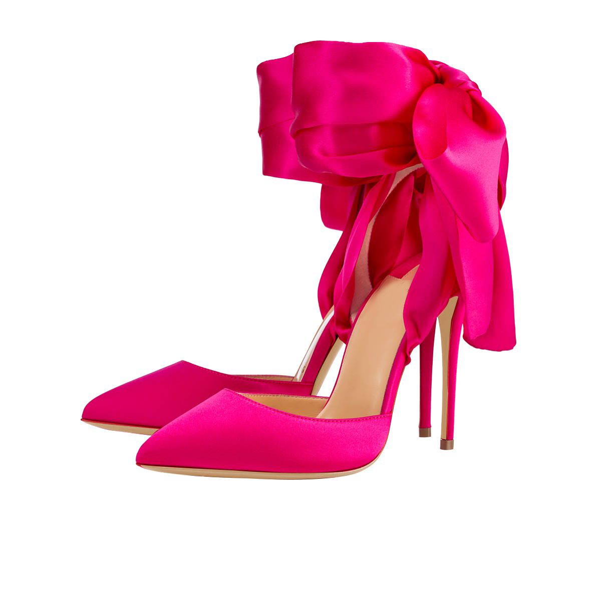 fuchsia satin heels