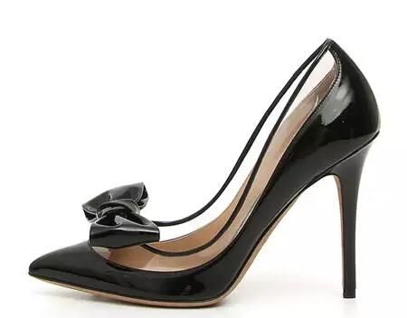 black patent leather shoes with bow