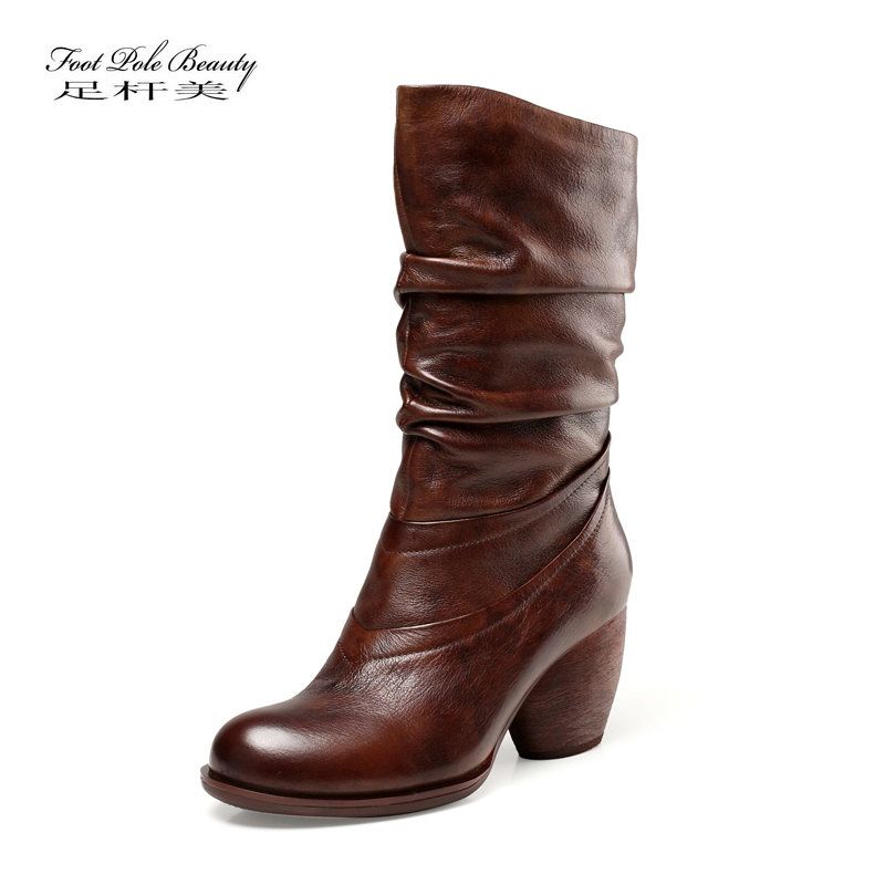 leather calf boots womens