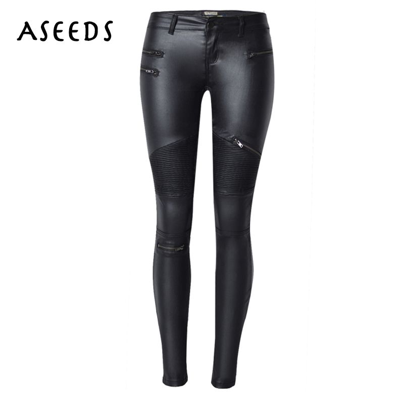 female black leather pants