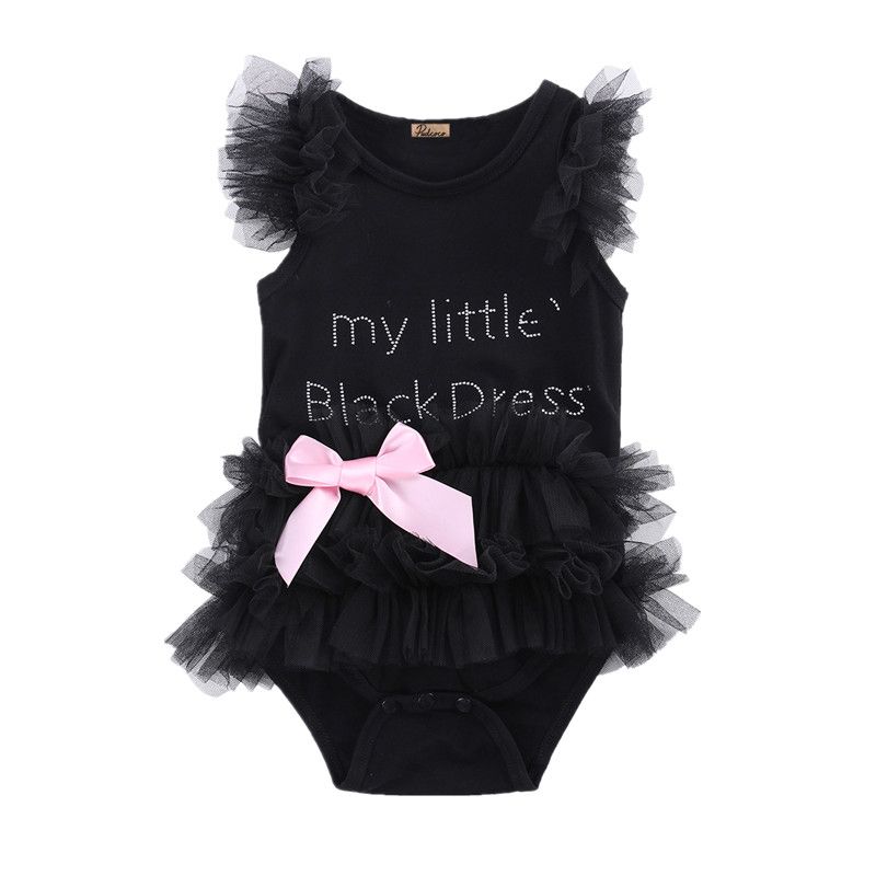 Acheter Bebe Filles Barboteuses Infantile Mignon Enfants Nouveau Ne Arc Brode Petite Robe Noire Mode Lettre Fille Tenue Vetements Barboteuse Combinaison De 2 11 Du Yangliugrace Dhgate Com
