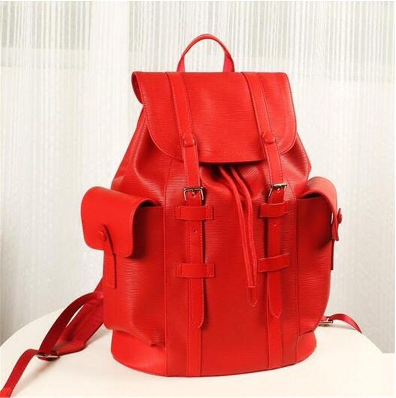 red designer backpack
