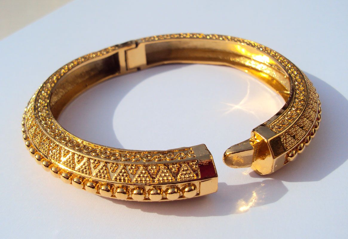 Thai Gold Plated Bangle 24k Enamel Baht Yellow Gold Filled Bracelet Women Jewelry