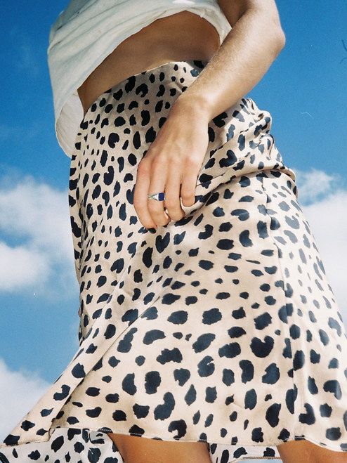 leopard skirt silk midi