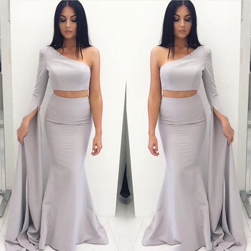 two piece one shoulder dress