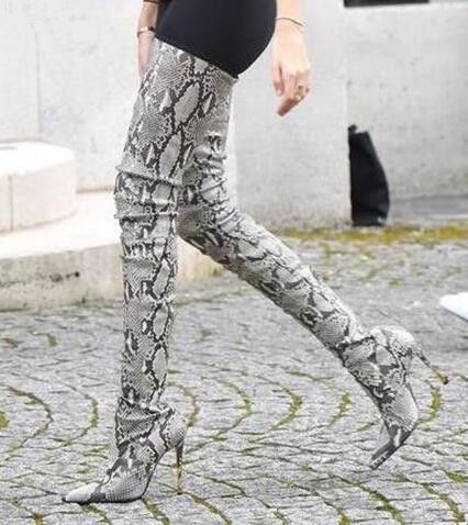 snakeskin over the knee boots