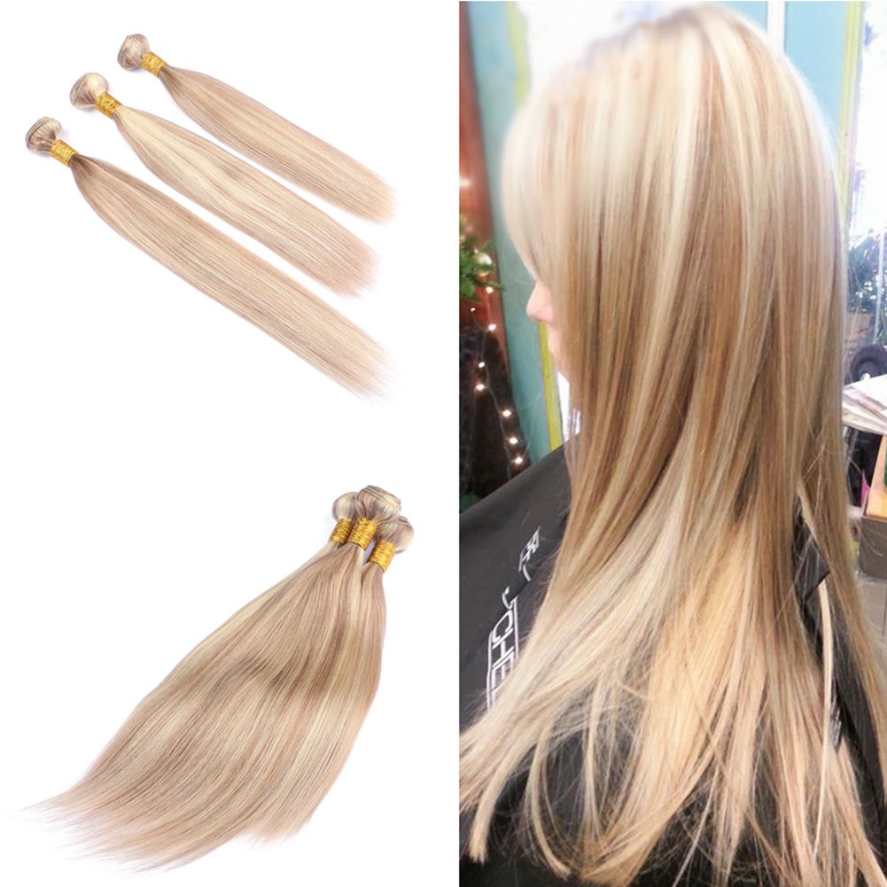 Honey Blonde Mix With Bleach Blonde Human Hair 3bundles Weaves