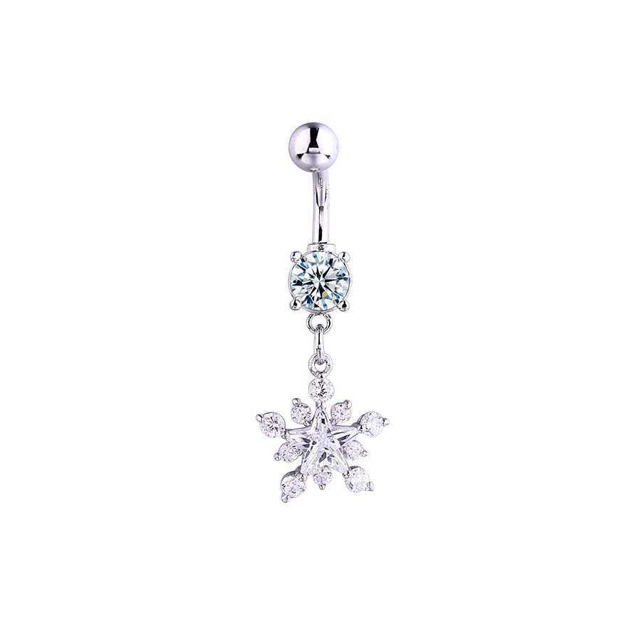 TT CZ Star Dangle Bling Belly Button Ring Choose Colour
