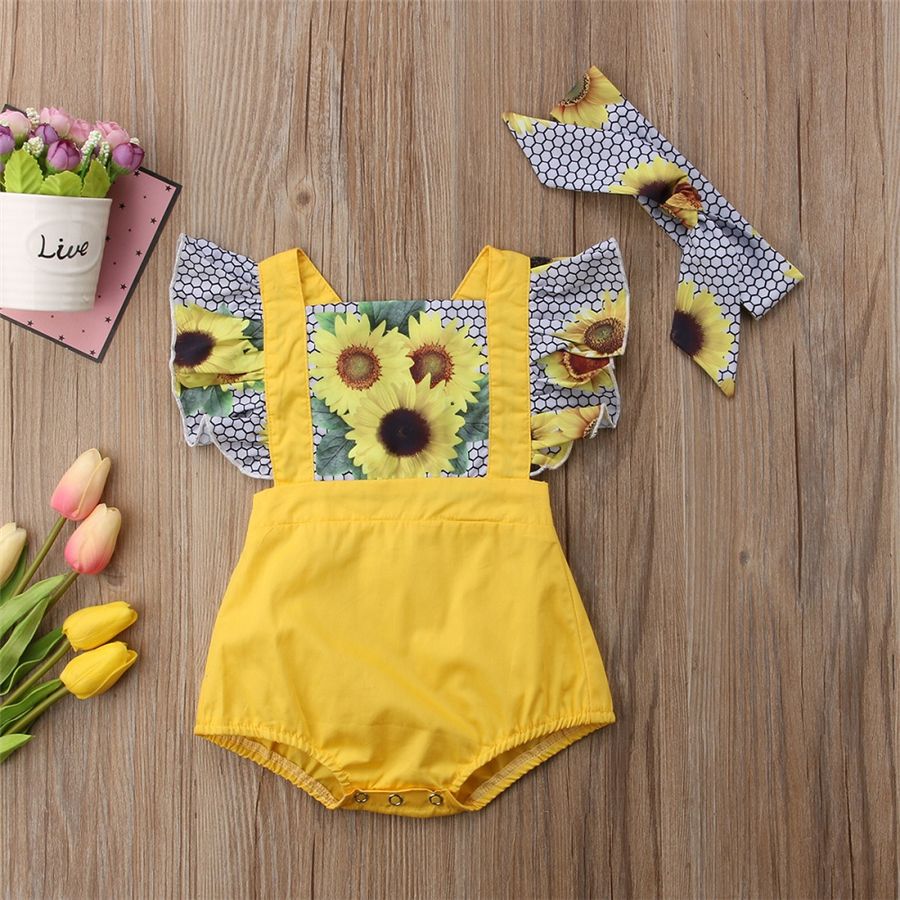 baby sunflower romper