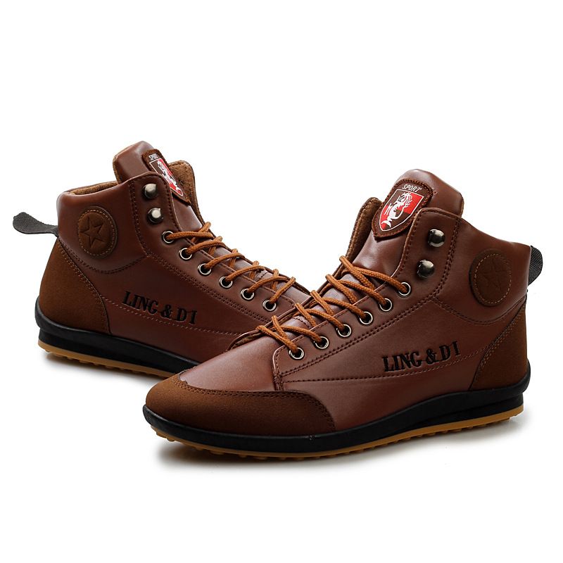 Mens Casual Shoes Fashion Retro High End Leather Keep Warm Lining ...
