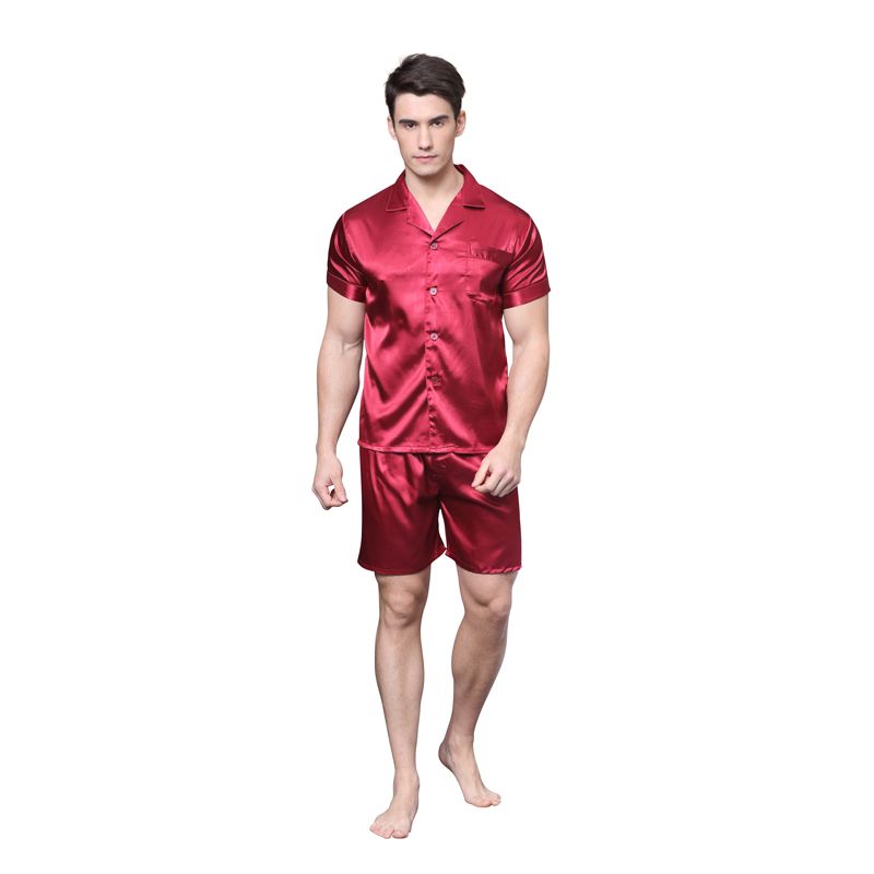 red silk pajama shorts