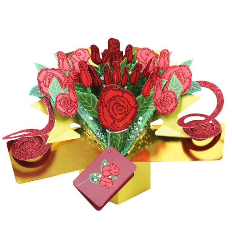 Acheter 3d Pop Up Cartes De Vœux Fantastique Fleur Fait A La Main Cadeau Nature Amour Avec Bouquet De Roses Joyeux Anniversaire Avec Des Fleurs De 2 25 Du Tangyuan0117 Dhgate Com
