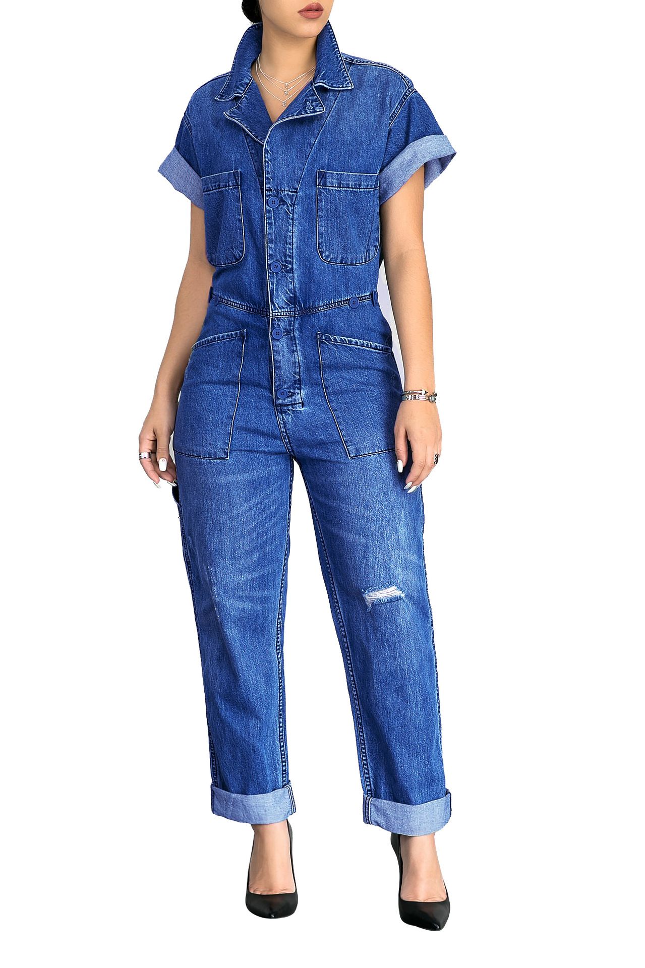 plus size denim jumpsuit