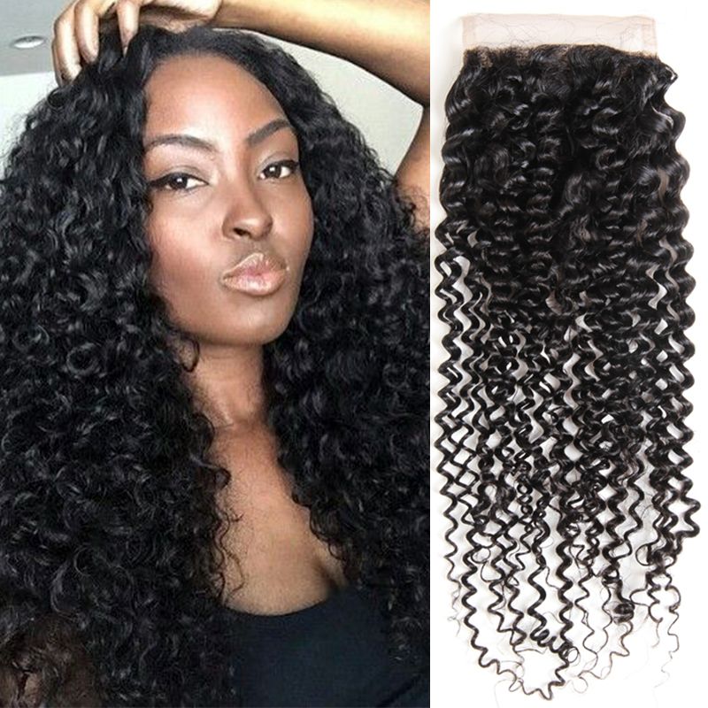 Indian Curly Lace Closure Virgin Indian Wet Wavy Hair Deep Curly