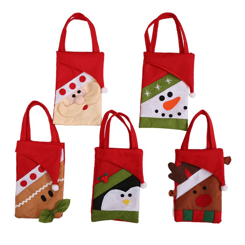 Creative Christmas Eve Tote Bags Santa Snowmen Penguin Elk Tree