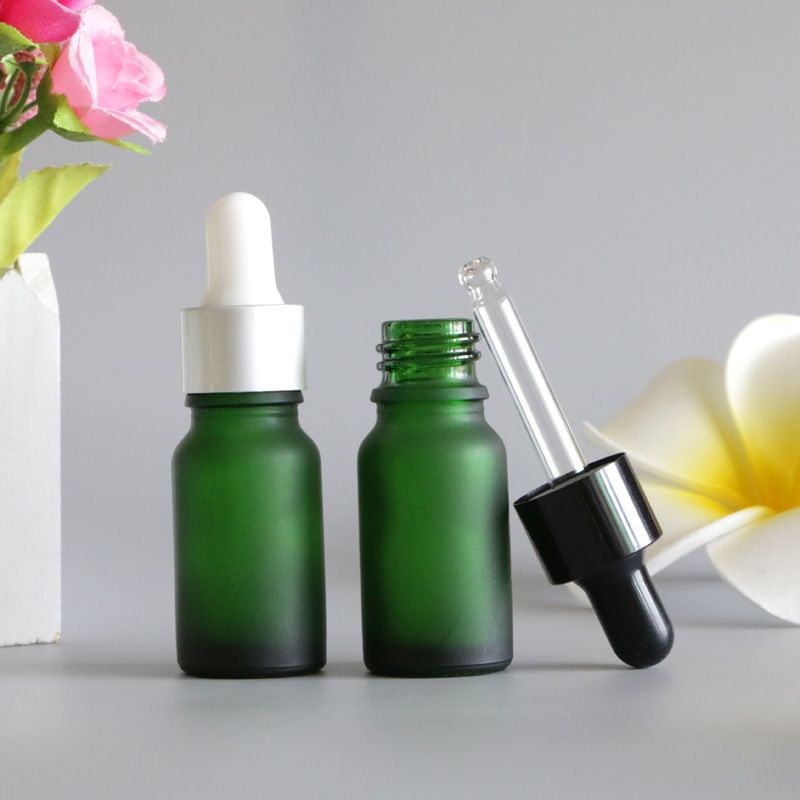 NEW 5pcs 30ml Green Frosted Glass Dropper Bottle To store Essential Oil