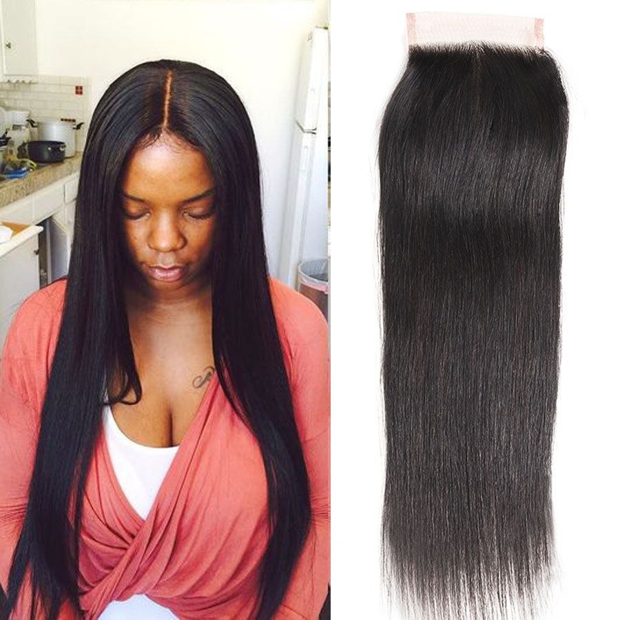 2020 Mongolian Straight Human Hair Lace Closure 130 Density 8inch