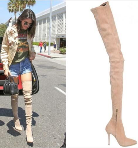 beige thigh high boots