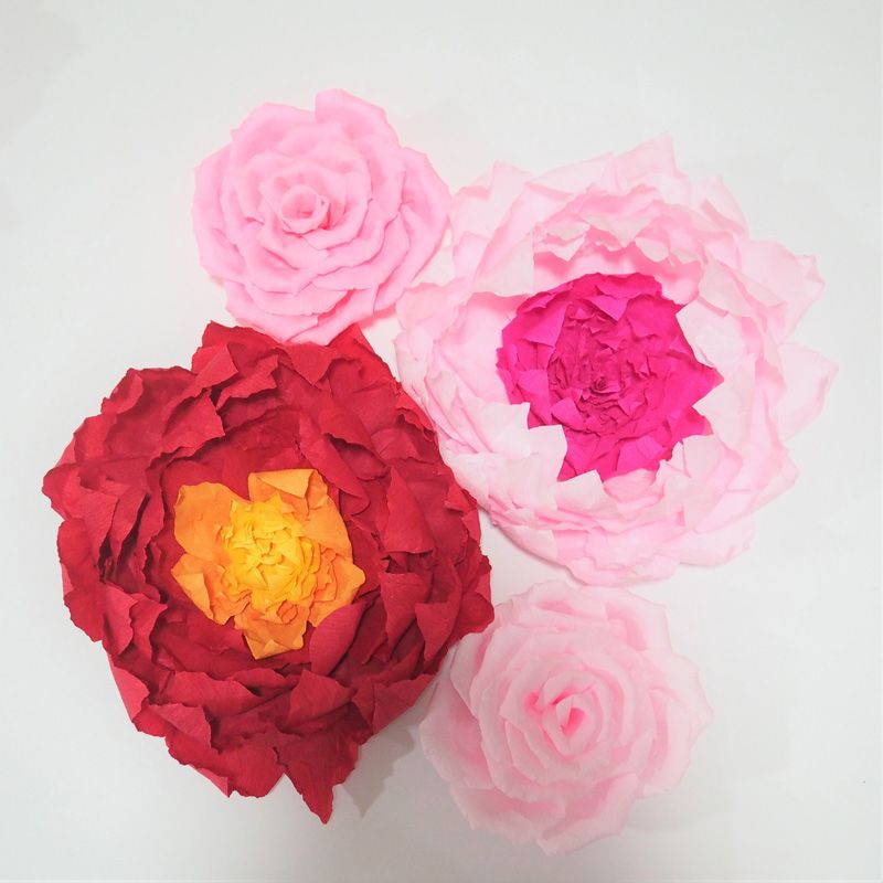 Grosshandel Riesige Krepp Papier Blumen 4st Aritificial Handmade Mix Farben Blumen Fur Hochzeit Event Hintergrund Dekor Baby Kinderzimmer Dekorationen Home Deco Von Diyunicornflowers 83 42 Auf De Dhgate Com Dhgate