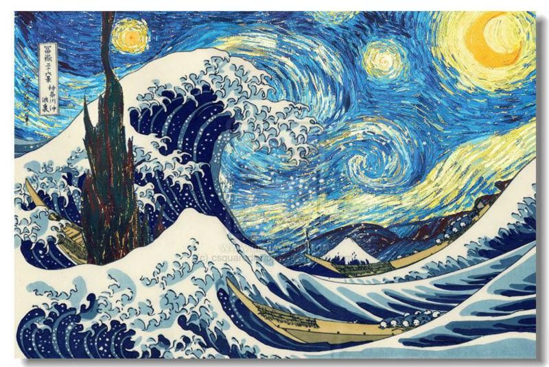 2019 Wholesale The Great Wave Katsushika Hokusai Silk Wall Poster 48x3236x2430x2020x12 Inch Big Art Prints Vincent The Starry Night 017 From - 