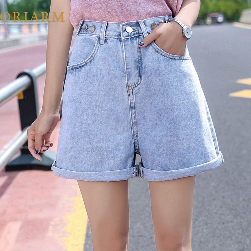 a line denim shorts