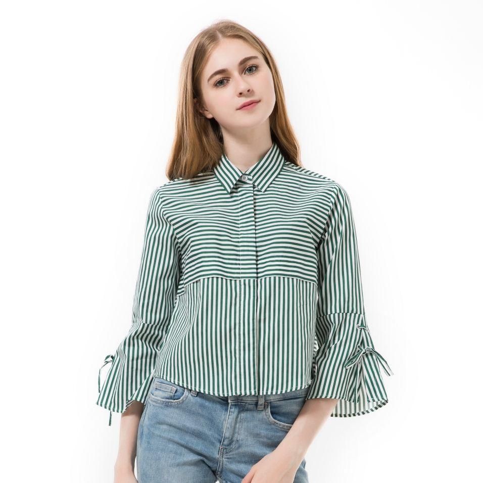 Stripped Bow Short Sleeve Maternity Solid Blouse Womens Top