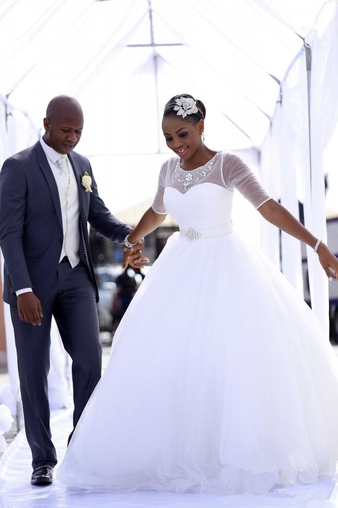 Discount South African White A Line Wedding Dresses Crew