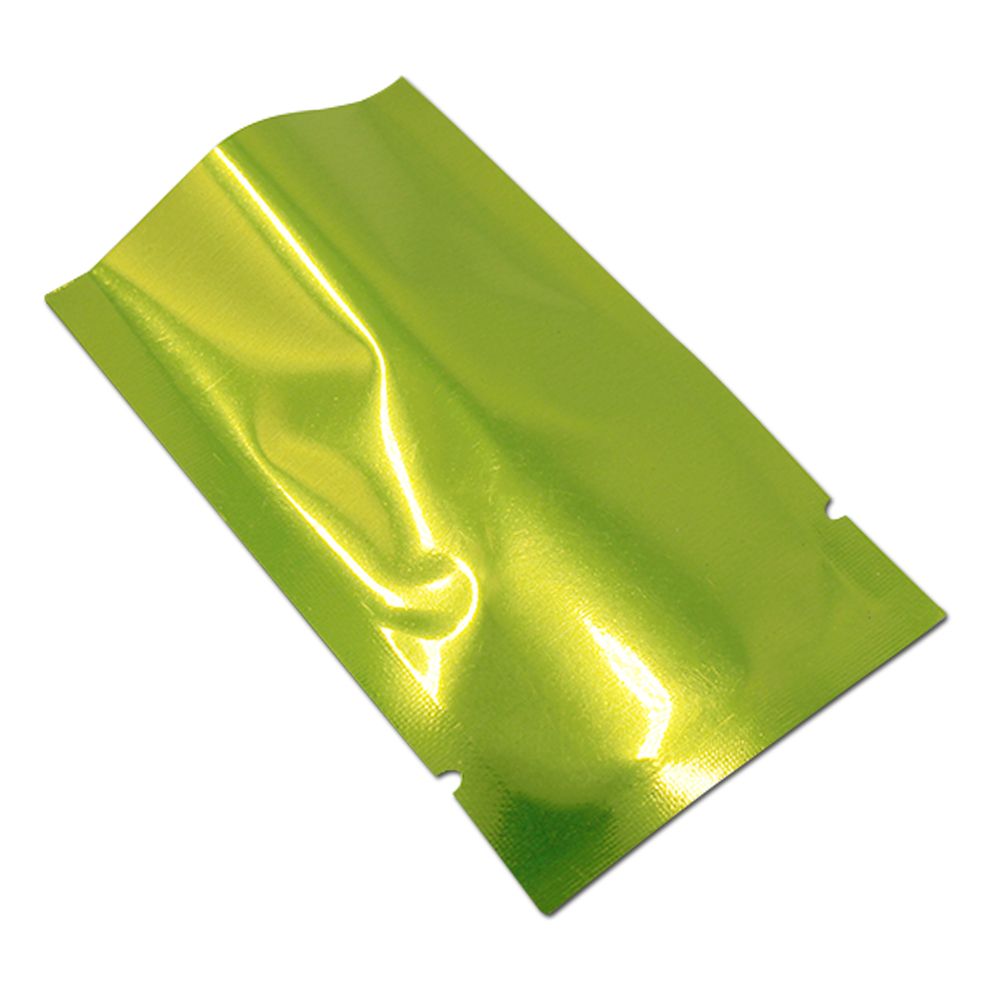 2021 7 Sizes Glossy Green Open Top Mylar Foil Food Bag Sample Vacuum Foil Sealer Heat Sealable