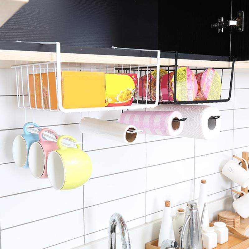 2019 Iron Kitchen Storage Rack Cabinet Cupboard Hanging Hook Shelf