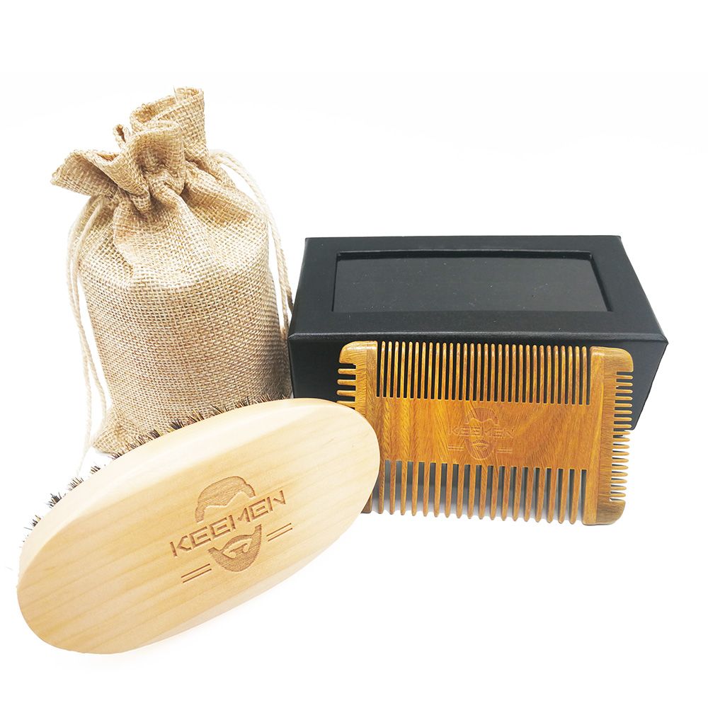 4 Edged Multifunction Fine Coarse Teeth Green Sandalwood Beard