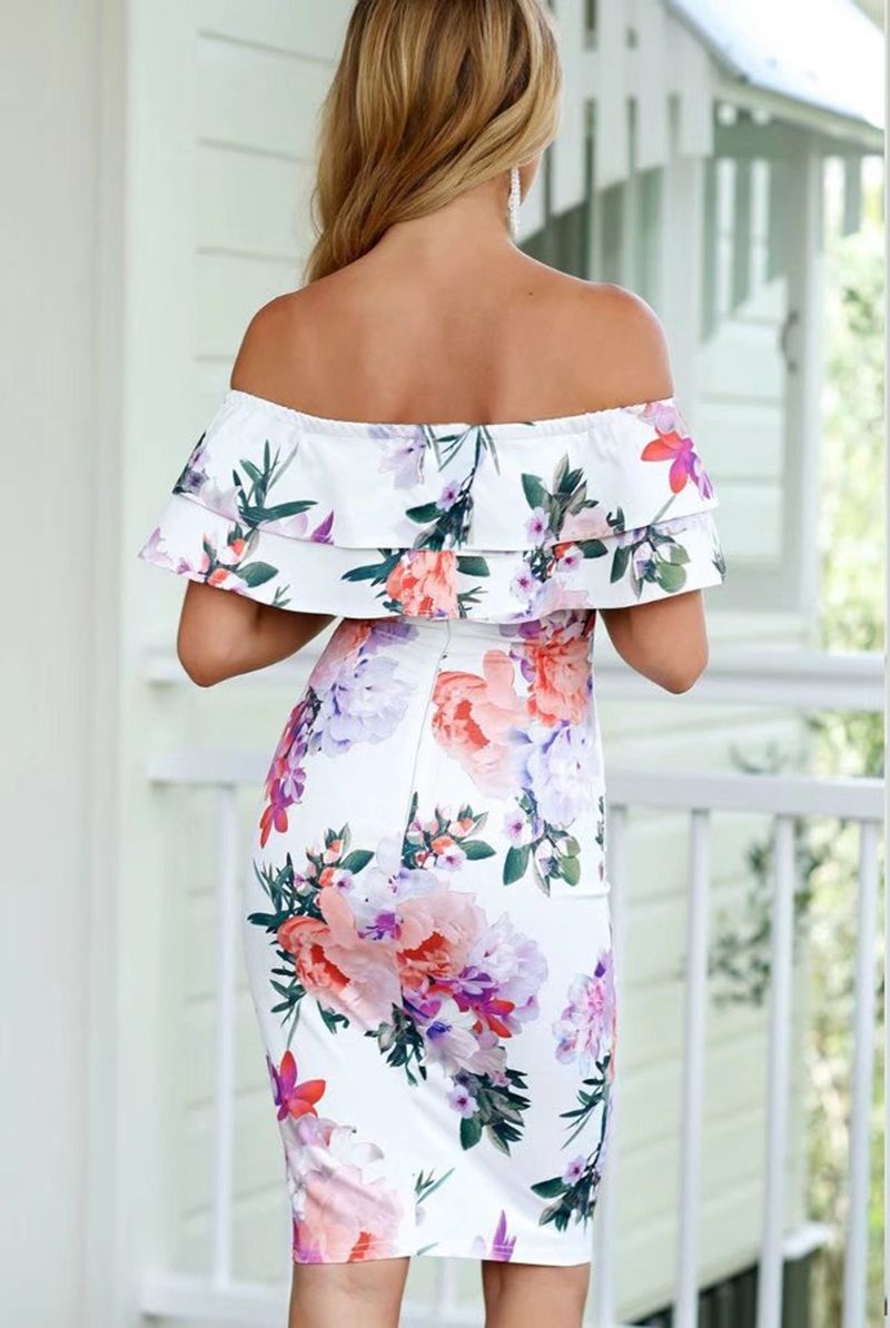 Compra Vestidos Blancos Para Mujeres 2018 Fashionnova Ladies Party Dress  Casual Summerdress Slash Neck Ruffles Tallas Grandes Ropa Para Mujeres  Barato | Entrega Rápida Y Calidad | Es.Dhgate