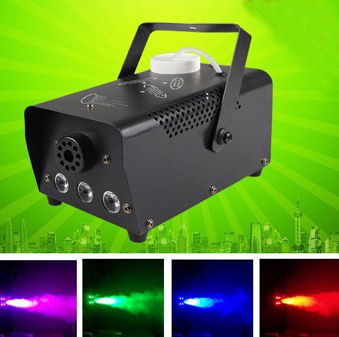 미니 400W RGB LED 컬러 원격 제어 연기 안개 기계 무대 조명 연기 효과 LLFA