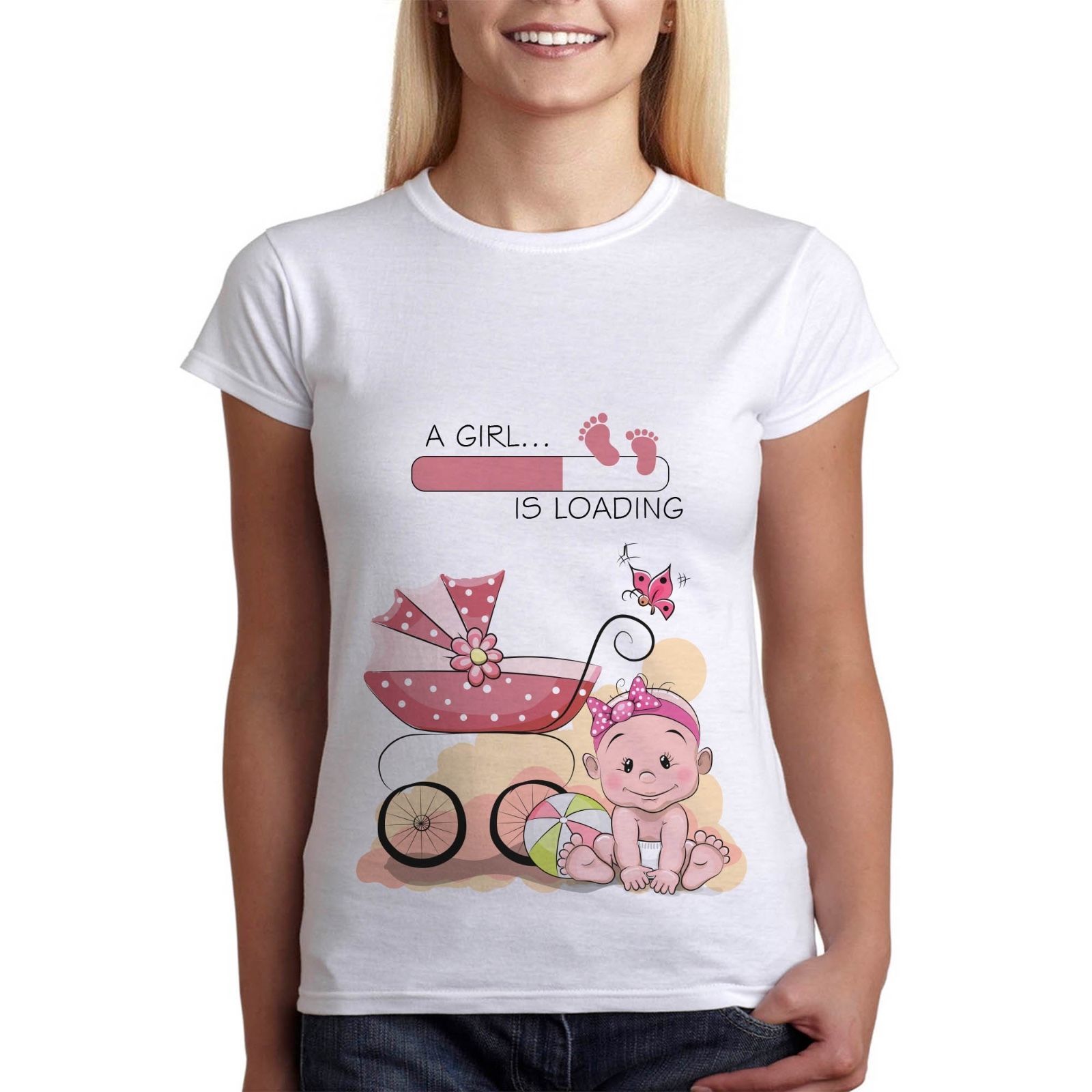 Women's Tee Funny Pregnancy T-shirt Girl Is Loading Baby Maternity Clothes Tees Perfect Gift Punk T Shirt Fashion Short Sleeve O - Neck Women's Tee Funny Pregnancy T-shirt Girl Is Loading Baby Maternity Clothes Tees Perfect Gift Punk T Shirt Fashion Short Sleeve O - Neck