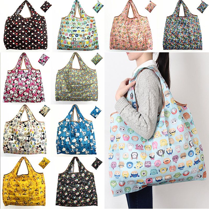 Women Reusable Shopping Bags Foldable Pouch Grocery Tote Bag Shopping Bags 