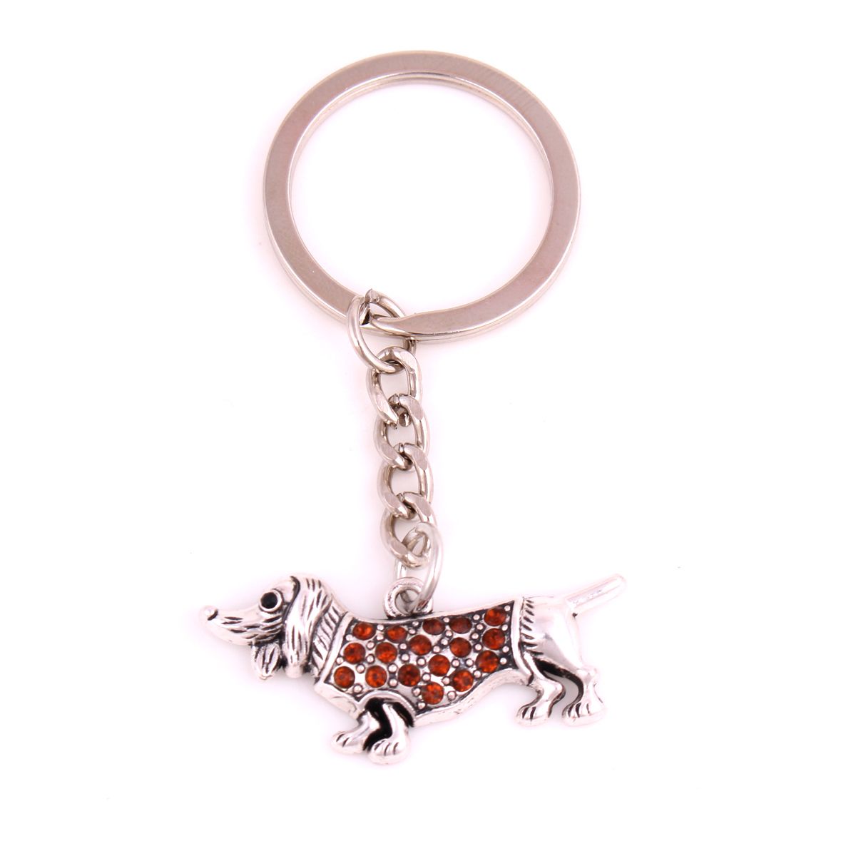 Crystal Dog Dachshund Keychain Purse Pendant Car Holder Key Ring
