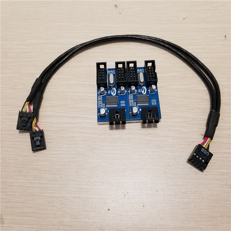 PC case internal 9pin USB 1 to 2 Splitter chipset Enhanced version extender