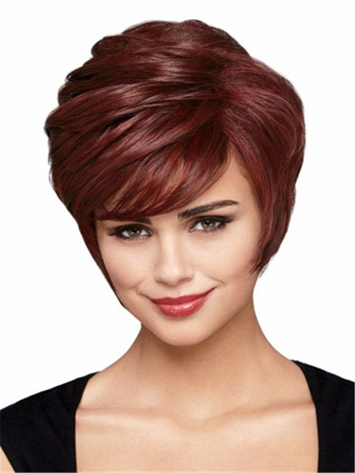 Fashion Short Dark Auburn Hair Wig Heat Resistant Fiber Synthetic