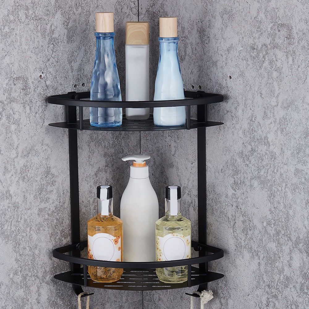 großhandel doppelschicht badezimmer regal duschshampoo seifen kosmetik  regale dreieckiger korb wand hängendes eckzahnstangen freies verschiffen vb  von