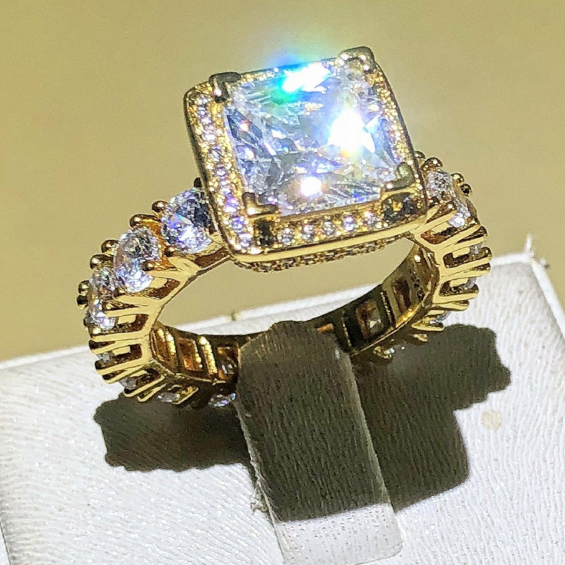 Anillo De Cristal Cuadrado Para Mujer Con Joyas Anillo De Cz Anillo De Cristal Cuadrado Para Mujer Con Joyas Anillo De Cz