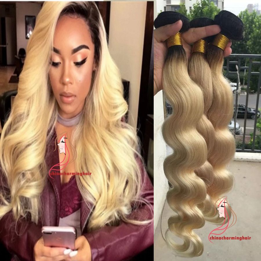 New Item Malaysian Ombre Hair 1b Platinum Blonde Human Hair Body
