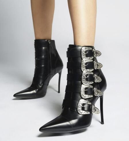 womens black leather ankle boots