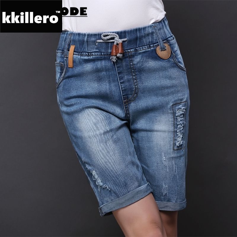 womens jean shorts with elastic waistband