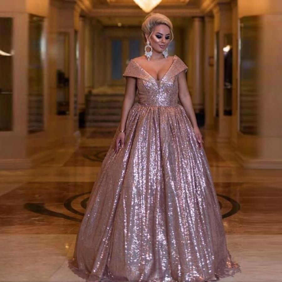 rose gold evening gown plus size