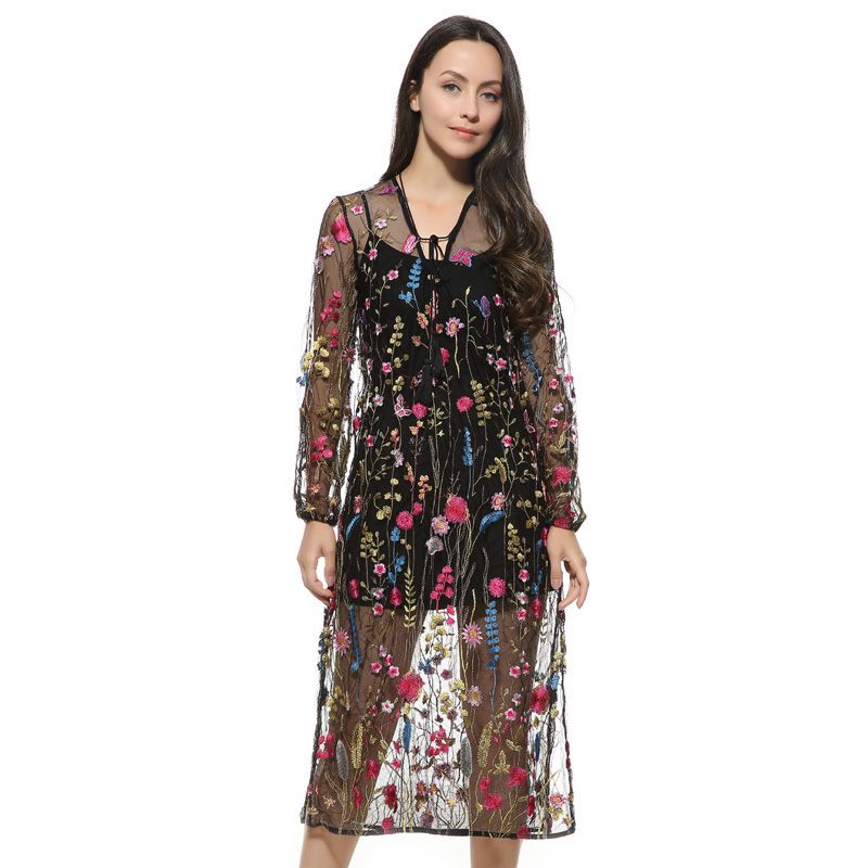 vestido florido transparente