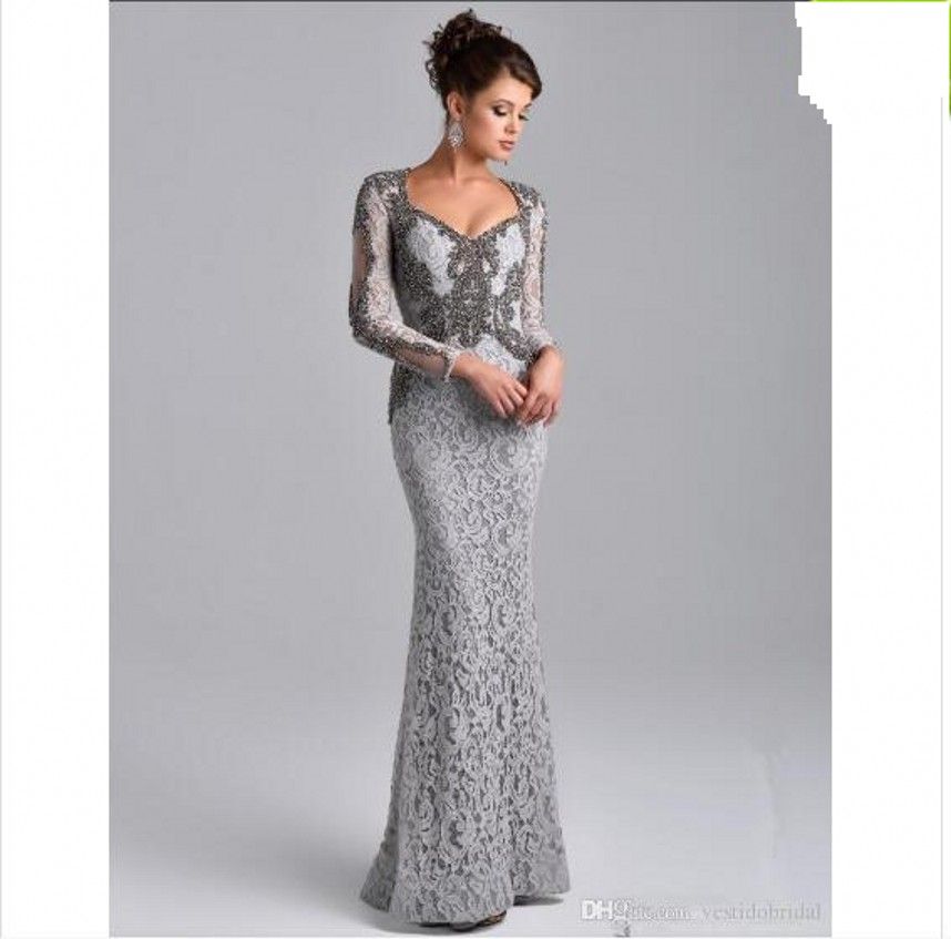 grey long sleeve gown