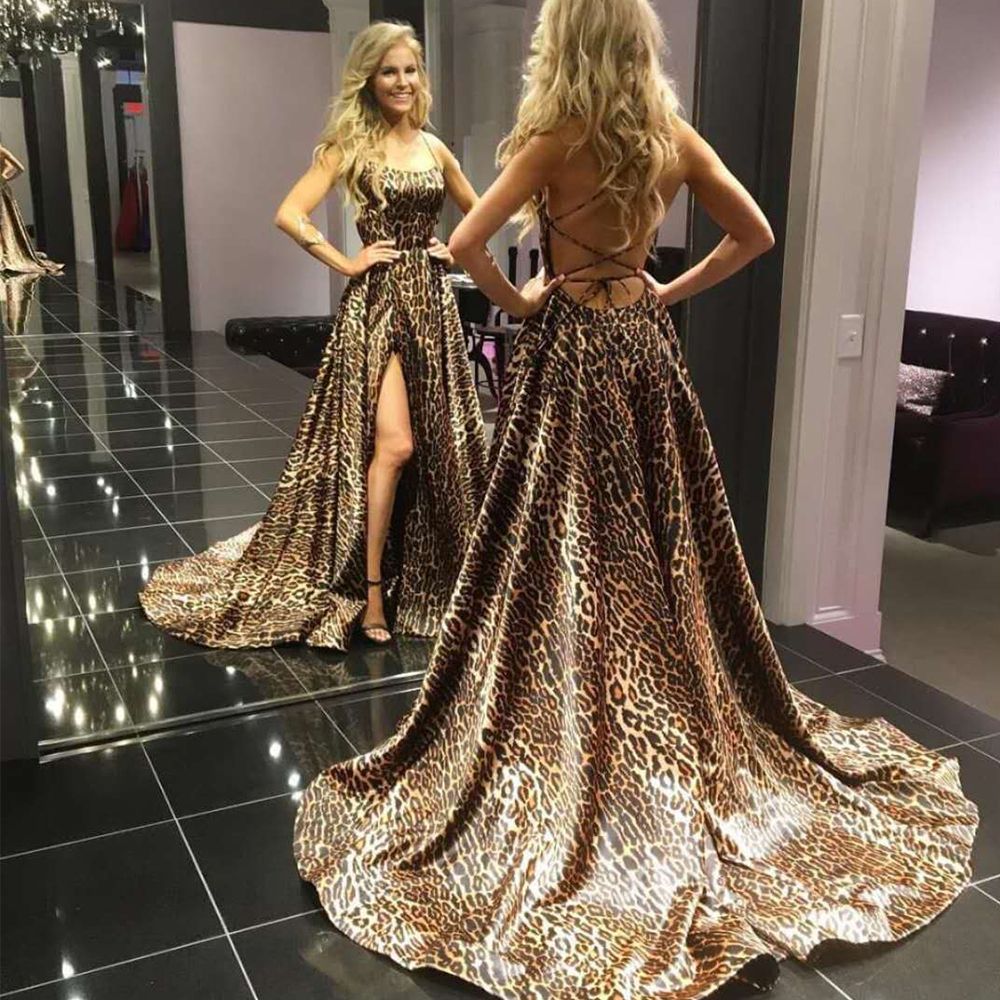 leopard formal gown
