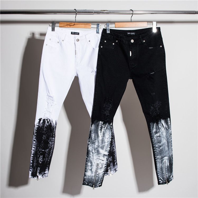 black and white half jeans